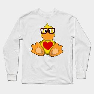 Duck with Heart & Glasses Long Sleeve T-Shirt